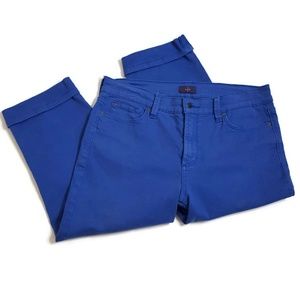 NYDJ Womens Blue Capri Cuffed 4 Pocket Jeans Sz 10